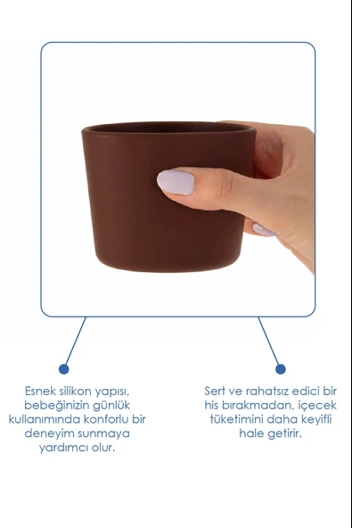 Babyjem Silikon Bardak Mocha - Resim 3