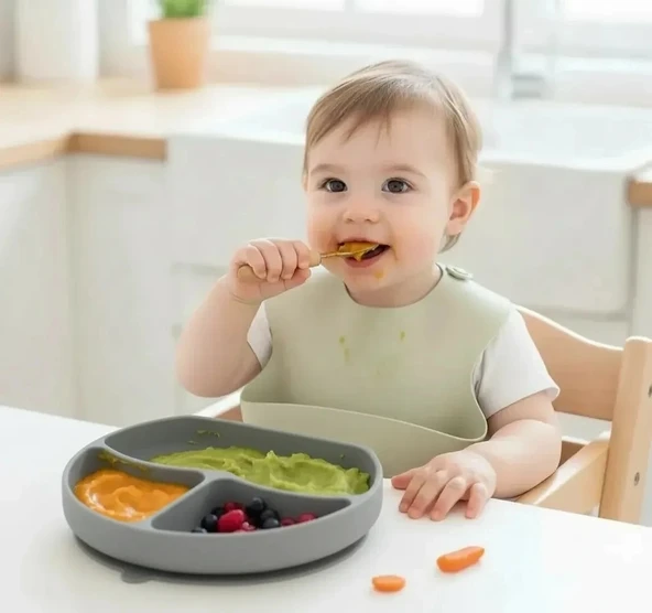 Babyjem Vakum Tabanlı Silikon Tabak Gri - Bpa Içermez ürün görseli 1