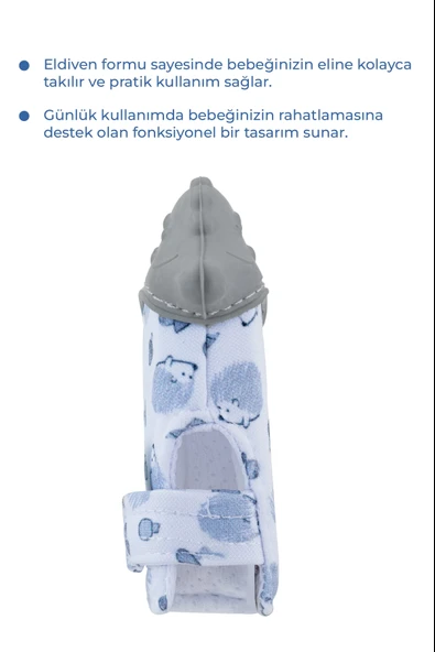 Babyjem Diş Kaşıma Eldiveni, Gri - Resim 2