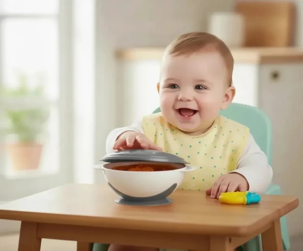 Babyjem Vakumlu Mama Tabağı 565 Gri ürün görseli 1