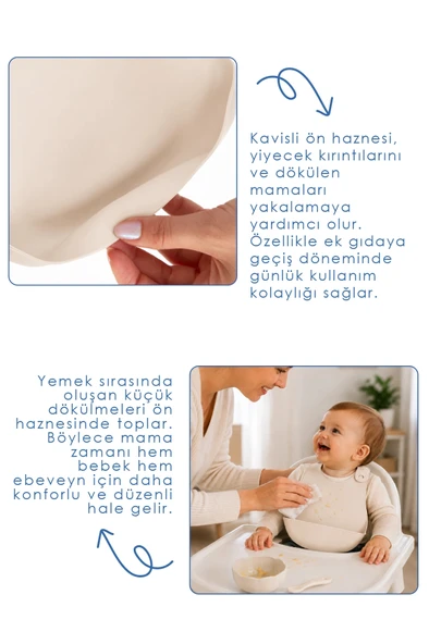 Babyjem Mini Silikon Önlük Ekru - Resim 3