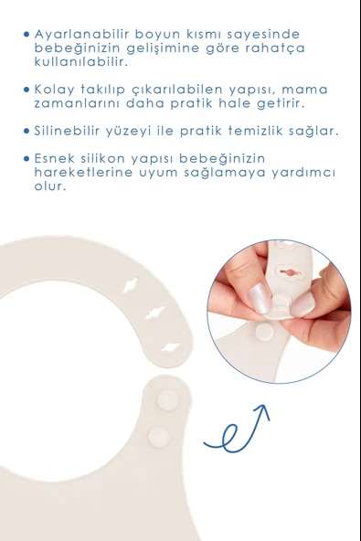 Babyjem Mini Silikon Önlük Ekru - Resim 4