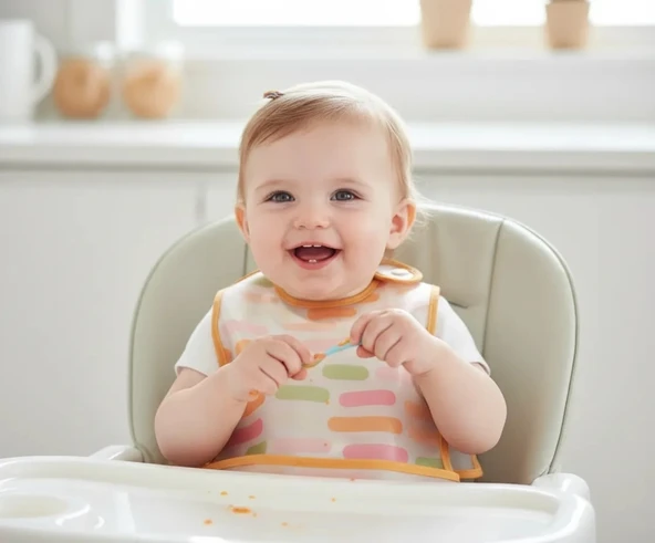 Babyjem Leke Tutmaz Giymeli Önlük Pastel Şerit ürün görseli 1