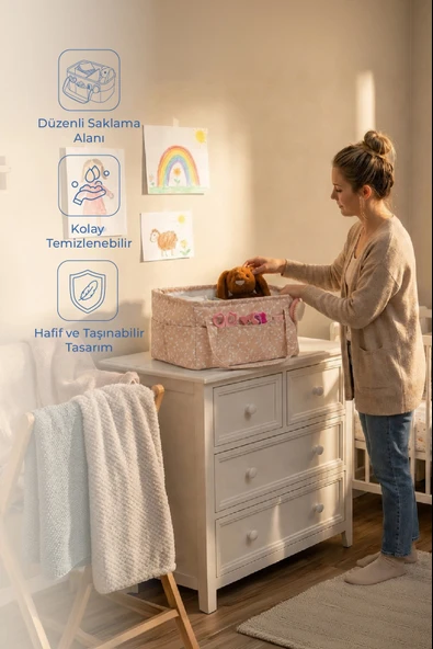 Babyjem Katlamalı Anne&Bebek Organizer Somon Çiçek ürün görseli 1