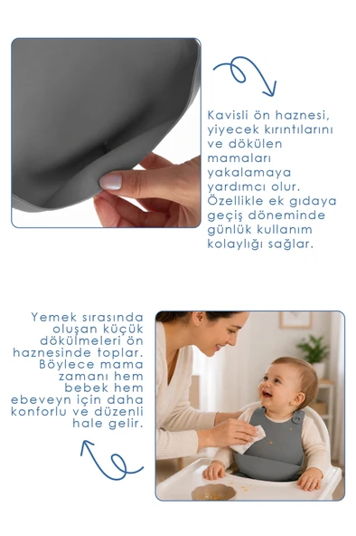 Babyjem 718 Mini Silikon Önlük Gri - Resim 3