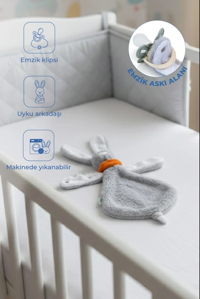 Babyjem Emzik Askılı Tavşan Uyku Arkadaşı Gri ürün görseli 1