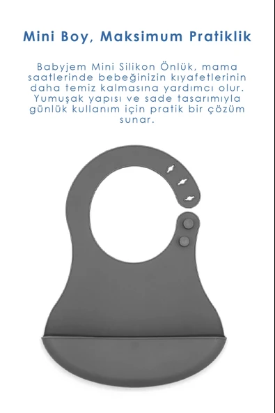 Babyjem 718 Mini Silikon Önlük Gri - Resim 2