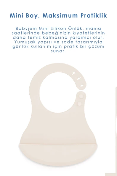 Babyjem Mini Silikon Önlük Ekru - Resim 5