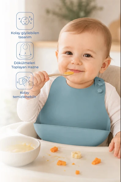 Babyjem 718 Mini Silikon Önlük Mint ürün görseli 1