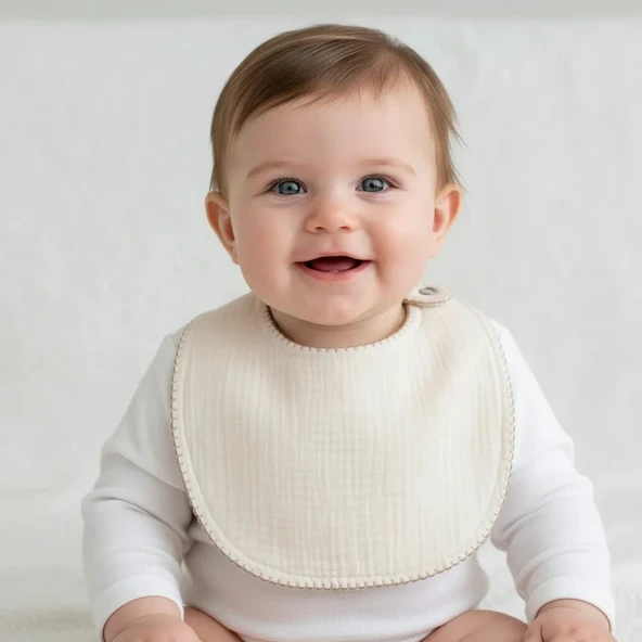 Babyjem Bürümcük Müslin Önlük Ekru ürün görseli 1