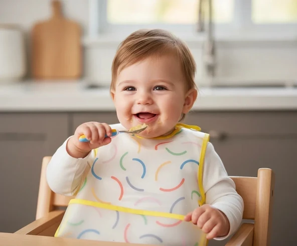Babyjem Leke Tutmaz Giymeli Sarı Gülen Yüz Önlük ürün görseli 1