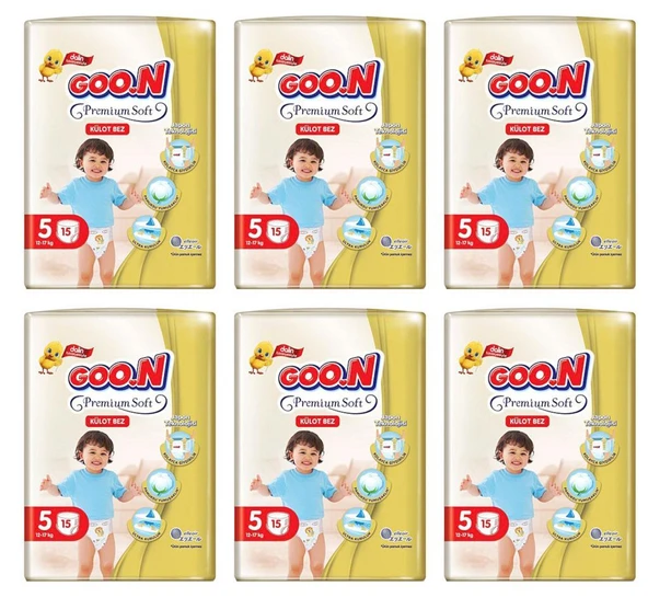 Goon Premium Soft Külot Bebek Bezi (5 Beden) 12-17 Kg | 15x6 Paket ürün görseli 1