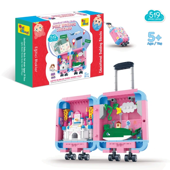 Ogi Mogi Toys Eğitici Bloklar Pembe Valiz 519 Parça Yapı Seti ürün görseli 1