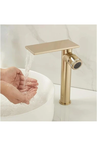 OEM Banyo Çanak Lavabo Bataryası Mat Gold Renk Yeni Model 7 Yıl Garantili Ithal ürün görseli 1