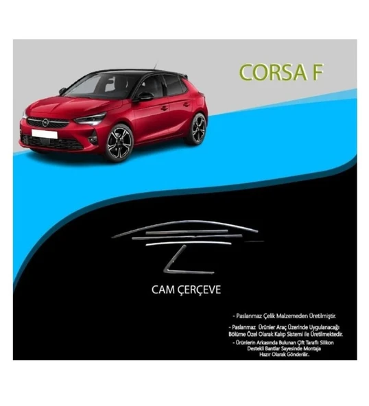 Corsa F Krom Cam Çıtası Tam Tur 10 Parça 2019+ ürün görseli 1