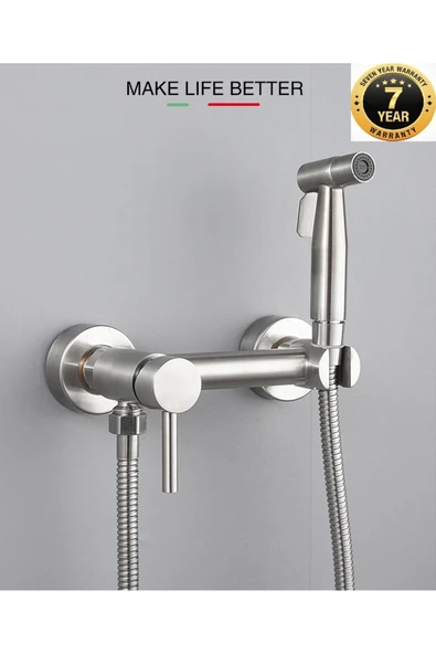 OEM Banyo Tuvalet Bide Basınçlı Püskürtücü Taharet Musluğu Çift Su Girişli Nikel İthal 7 Yıl Garantili ürün görseli 1