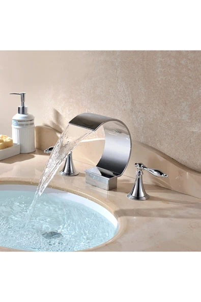 OEM Banyo Lavabo Küvet Jakuzi Bataryası Ankastre Krom Renk Yeni Şelale 7 Yıl Garantili ürün görseli 1