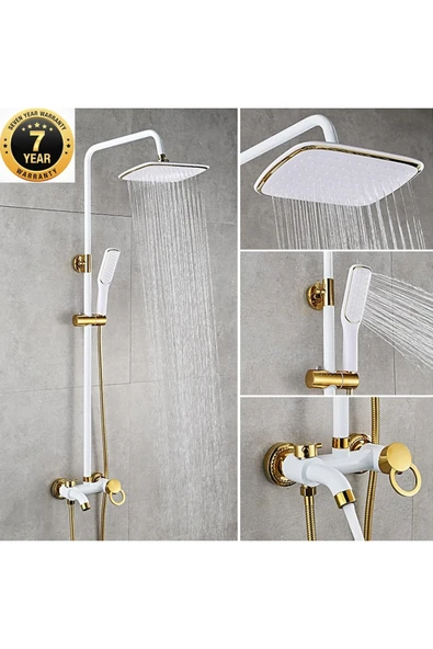 OEM Banyo Bataryası Duş Seti Beyaz Gold Altın Dore Özel Seri Yeni Model 7 Yıl Garantili İthal ürün görseli 1