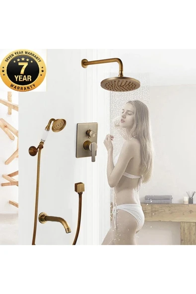 OEM Banyo Bataryası Antik Duş Seti Ankastre 3 Yollu Model Yeni 7 Yıl Garantili Sıva Altı Dahil İthal ürün görseli 1