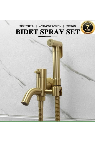OEM Banyo Tuvalet Taharet Musluğu Spiralli Bide Özel Temizlik 7 Yıl Garantili Mat Gold  İthal ürün görseli 1