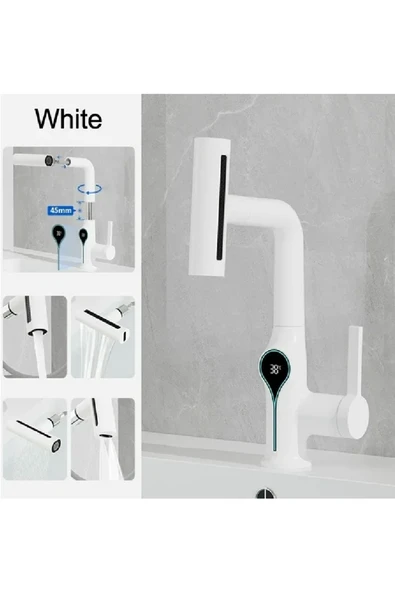 OEM Akıllı Dijital Sıcaklık Led Ekran Banyo Lavabo Bataryası Asansörlü 4 Fonksiyonlu İthal 7 Yıl Garanti ürün görseli 1