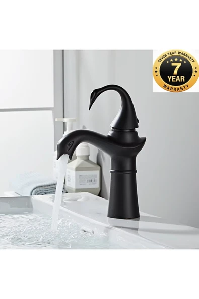 OEM Banyo Lavabo Bataryası Kuğu Model Mat Siyah Renk Yeni Ürün Ithal 7 Yıl Garantili İthal ürün görseli 1