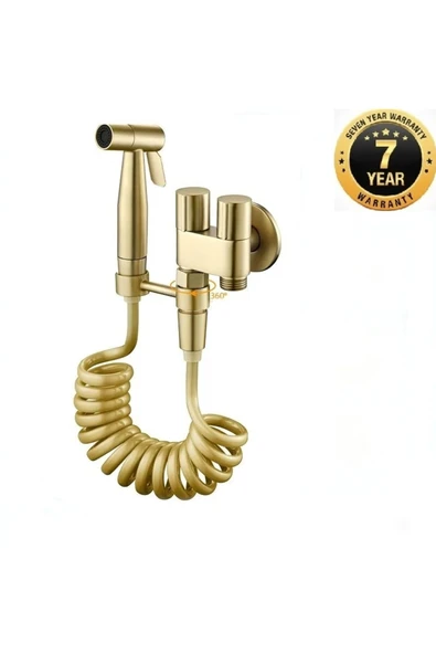 OEM Banyo Tuvalet Taharet Musluğu Spiralli Bide Özel Temizlik 7 Yıl Garantili Mat Gold ürün görseli 1