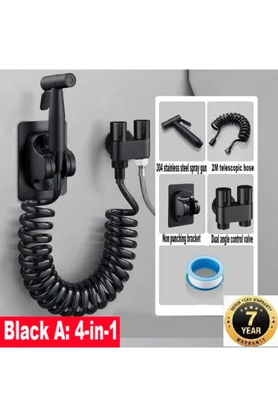 OEM Banyo Bide Basınçlı Püskürtücü Taharet Musluğu Klozet Hortumu Siyah İthal 7 Yıl Garantili ürün görseli 1