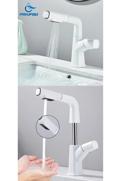 OEM Banyo Lavabo Bataryası Asansörlü Yeni Sistem Beyaz Spiralli Ve Fiskiyeli 7 Yıl Garantili İthal ürün görseli 1