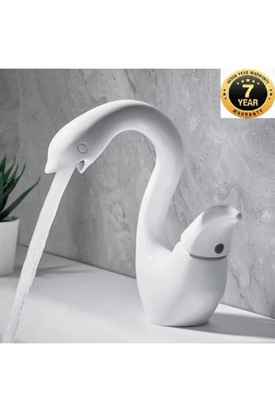 OEM Banyo Lavabo Bataryası Kuğu Model Beyaz Renk Yeni Ürün Ithal 7 Yıl Garantili İthal ürün görseli 1
