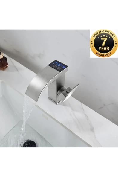 OEM Akıllı Dijital Sıcaklık Led Ekran Banyo Lavabo Bataryası İthal Nikel 7 Yıl Garantili ürün görseli 1