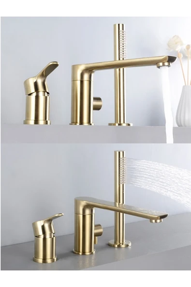 OEM Banyo Bataryası Küvet Jakuzi Duş Seti Ankastre Mat Gold Yeni Ürün 7 Yıl Garantili Ithal ürün görseli 1
