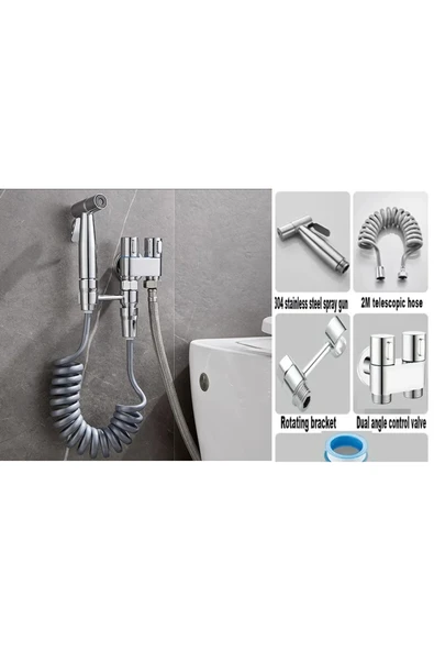 OEM Banyo Bide Basınçlı Püskürtücü Taharet Musluğu Klozet Hortumu Krom Renk İthal 7 Yıl Garantili ürün görseli 1