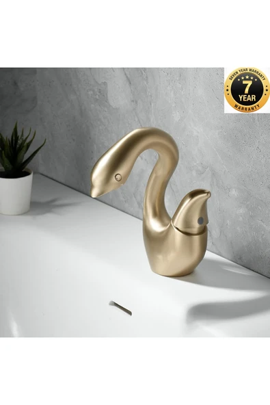 OEM Banyo Lavabo Bataryası Kuğu Model Antik Renk Yeni Ürün Ithal 7 Yıl Garantili İthal ürün görseli 1