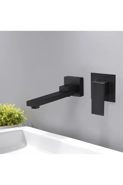 OEM Banyo Lavabo Bataryası Ankastre Siyah Set Yeni Hareketli Tasarım Sıva Altı Dahil 5 Yıl Garantili ürün görseli 1