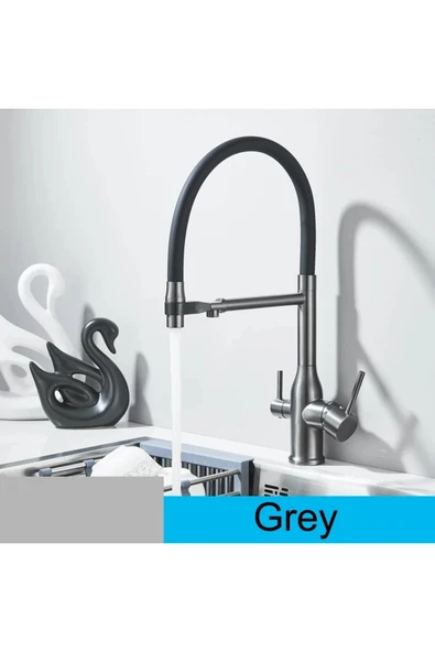OEM Mutfak Evye Bataryası Dual Flow Su Arıtma Çıkışlı Spiralli Fiskiyeli 7 Yıl Garantili İthal Antrasit ürün görseli 1