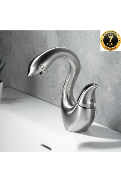 OEM Banyo Lavabo Bataryası Kuğu Model Mat Krom Nikel Renk Yeni Ürün Ithal 7 Yıl Garantili İthal ürün görseli 1