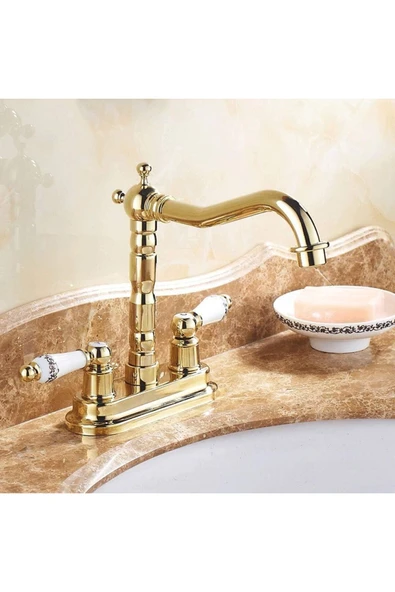 OEM Banyo Lavabo Bataryası Ankastre Altın Dore Gold Renk Yeni Model 7 Yıl Garantili İthal ürün görseli 1