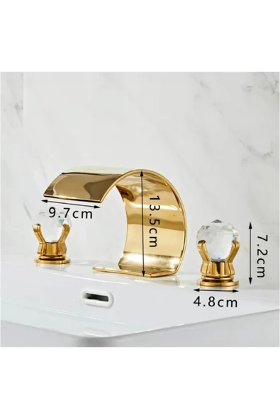 OEM Banyo Lavabo Küvet Jakuzi Bataryası Ankastre Gold Renk Yeni Taşlı Model Şelale 7 Yıl Garanti ürün görseli 1