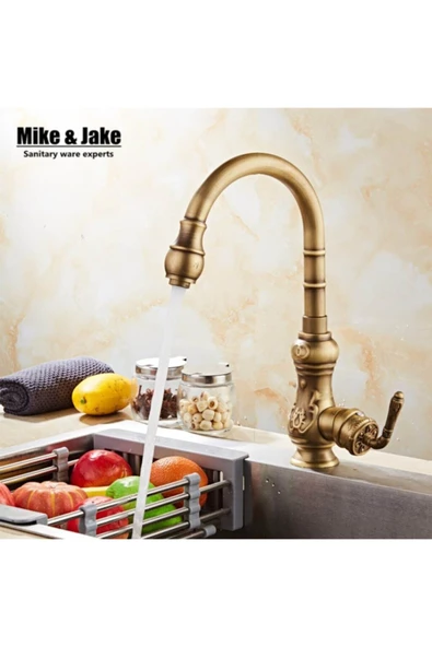 OEM Mutfak Evye Banyo Lavabo Bataryası Antik Yeni Ürün İşlemeli Kol 7 Yıl Garantili İthal ürün görseli 1