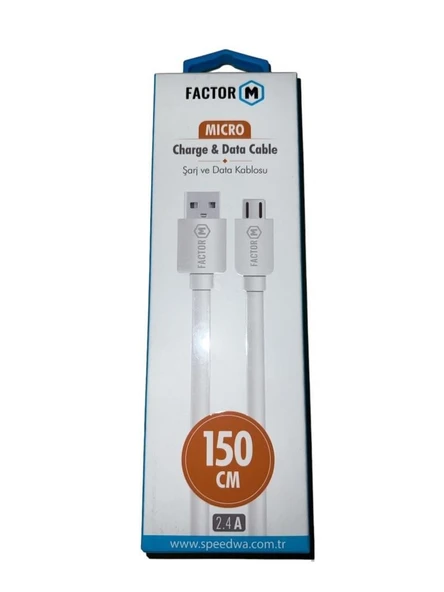 Factor M Micro USB Data Şarj Kablosu 150cm  FM-2415M ürün görseli 1