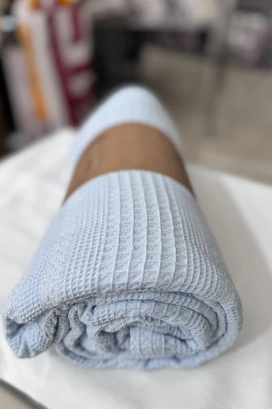 Çeyiz Diyarı Çift Kişilik Yazlık Pamuklu Tek Pike Mavi ürün görseli 1