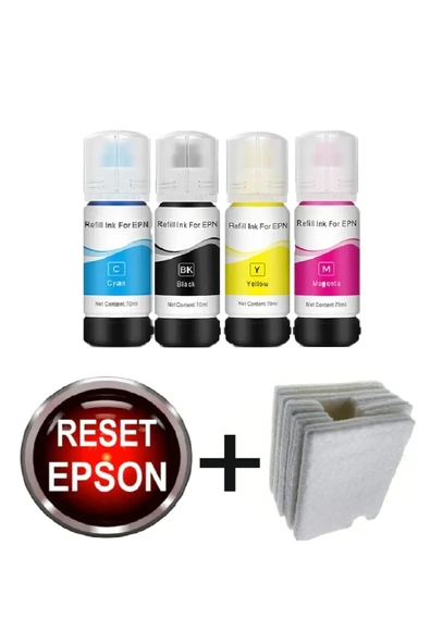 Epson L1110 L3100 L3110 L3150 L3210 L3250 L3252 Serisi Mürekkep + Atık Ped + Reset Programı ürün görseli 1