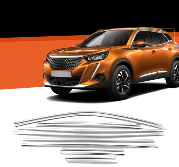 Peugeot 2008 Krom Cam Çıtası Tam Tur 12 Parça 2020+ ürün görseli 1