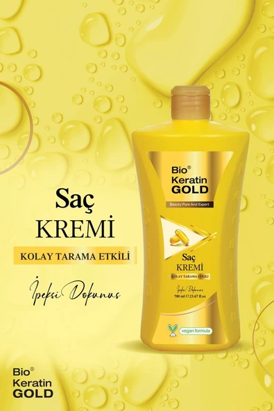 Bio Keratin Gold 700 Ml Tuzsuz Saç Kremi Kolay Tarama Etkili ürün görseli 1