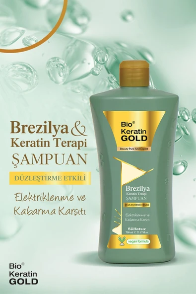 Bio Keratin Gold 700 Ml Tuzsuz Şampuan Brezilya Keratin Terapi Düzleştirme Etkili ürün görseli 1