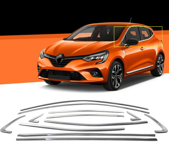 Renault Clio 5 Krom Cam Çıtası Tam Tur 12 Parça 2020+ ürün görseli 1