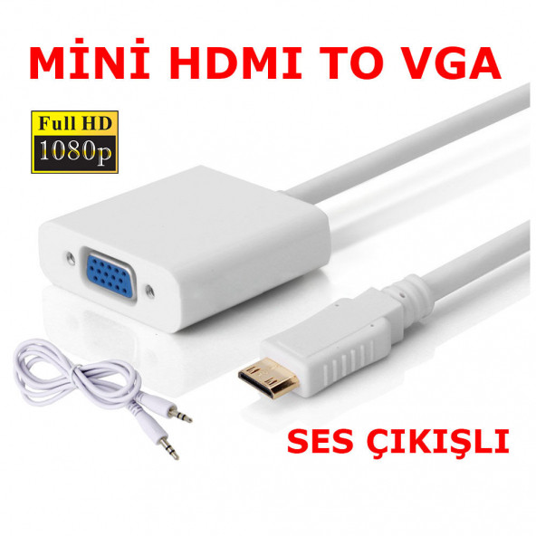 MİNİ HDMI TO VGA SES GÖRÜNTÜ HD 1080P KALİTELİ - Resim 2