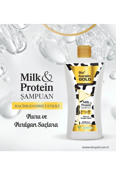 Bio Keratin Gold 700 Ml Tuzsuz Şampuan Milk ve Protein Hacimlendirici Etkili ürün görseli 1