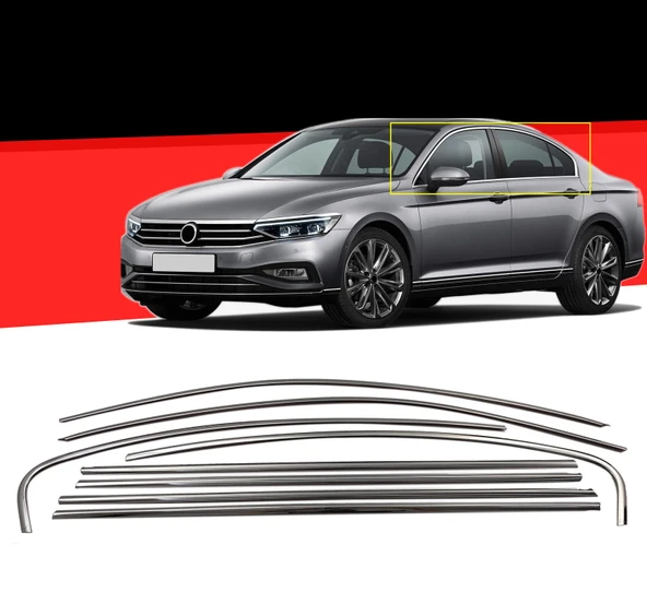 Passat B8.5 SD Krom Cam Çıtası Tam Tur 8 Parça 2020+ ürün görseli 1